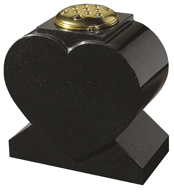 0/232G · Black granite heart vase — cremation memorials