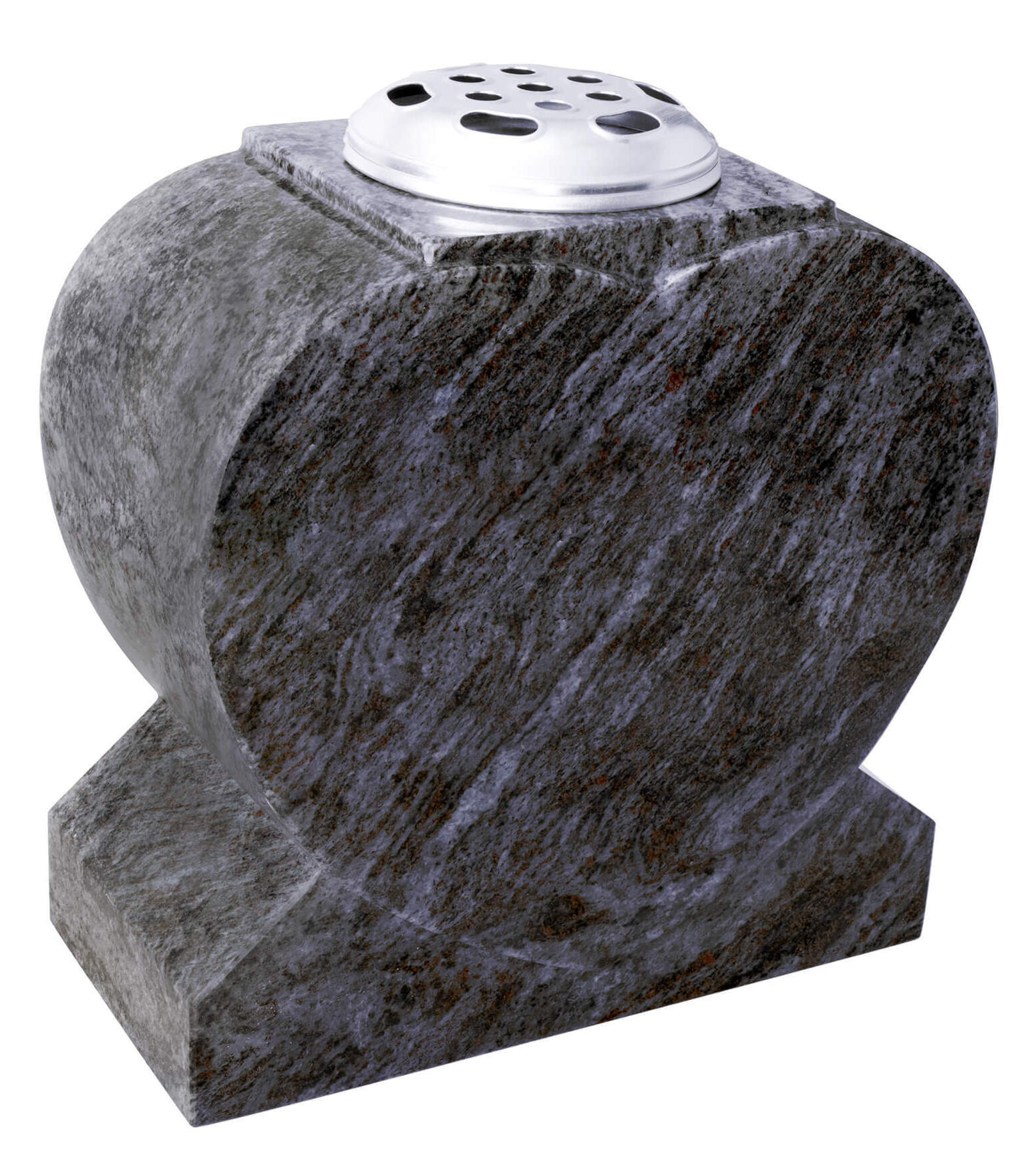 0/232G · Lavender Blue granite heart vase — cremation memorials