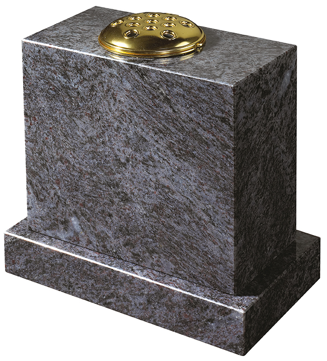 0/239G · Lavender Blue granite vase and base — cremation memorials