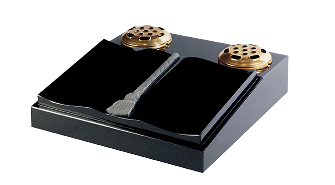 0/245G · Desk with raised book in Black Granite — cremation memorials