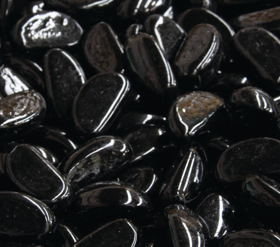 Black Glass pebbles sample