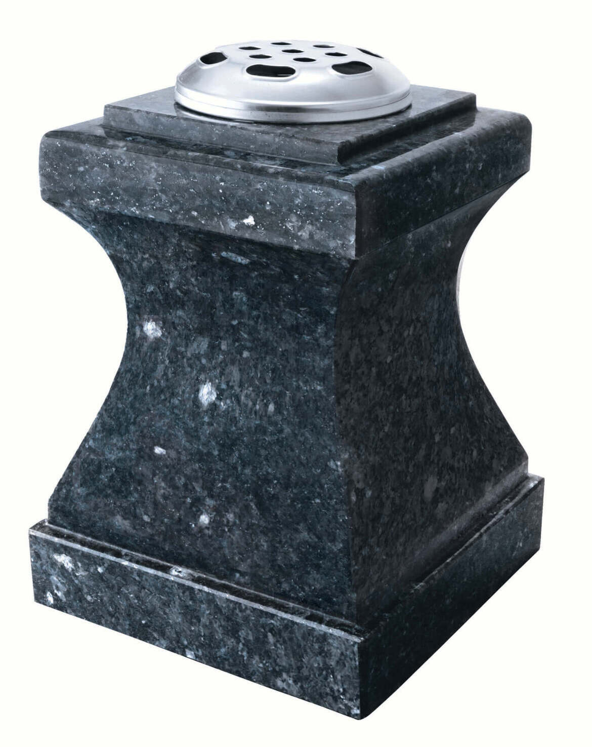 Blue Pearl granite shaped vase — cremation memorials