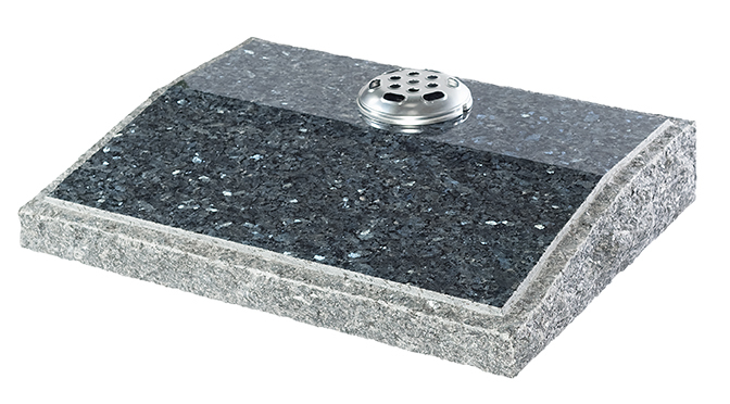 0/244G · Desk with pitched edge in Blue Pearl granite — cremation memorials