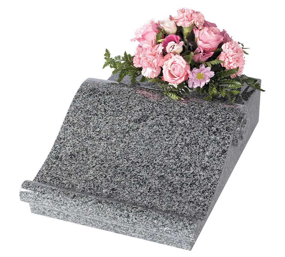 Scroll desk vase shown in Impala Grey — cremation memorials